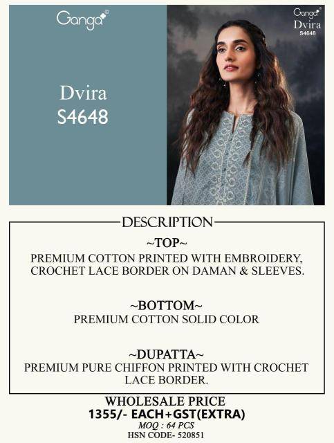 Ganga dvira 4648 Surat dress material online